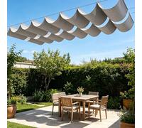 Voile Ombrage Rétractable Vague 100 x 100 cm Imperméable Rectangulaire Anti-UV Imperméable Toile d'ombrage avec Cordes pour Jardin Terrasse Extérieur Pergola Balcon Patio, Gris Clair