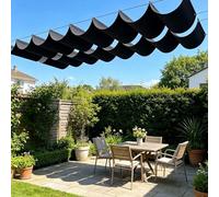 Voile Ombrage Rétractable Vague 100 x 310 cm Imperméable Rectangulaire Anti-UV Imperméable Toile d'ombrage avec Cordes pour Jardin Terrasse Extérieur Pergola Balcon Patio, Noir
