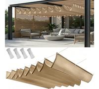 Voile Ombrage Rétractable Vague 110 x 550 cm Enroulable, Protection Solaire, Imperméable, avec Œillets, Store d'ombrage Imperméable Bâche Dombrage pour Jardins Balcons, Kaki