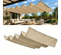 Voile Ombrage Rétractable Vague 12.5 x 13.5 m Rectangulaire Imperméable Anti-UV et Indéchirable Contre Le Vent Filet Protection Solaire pour Patio Jardin Terrasse, Kaki