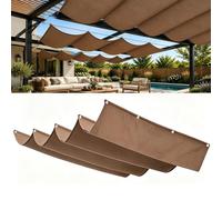 Voile Ombrage Rétractable Vague 12.5 x 13.5 m Rectangulaire Imperméable Anti-UV et Indéchirable Contre Le Vent Toile d'ombrage Voile Ombrage pour Patio Jardin Terrasse, Brun