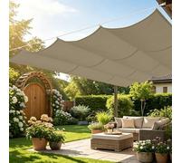 Voile Ombrage Rétractable Vague 120 x 950 cm Imperméable Respirante Toile Tendue 180G M² avec Œillets D et Cordes Voiles d'ombrage Imperméable pour Jardin Terrasse Camping, Kaki