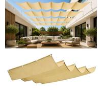 Voile Ombrage Rétractable Vague 130 x 160 cm Rectangulaire Imperméable Anti-UV et Indéchirable Contre Le Vent Rectangulaire Toile Ombrage pour Patio Jardin Terrasse, Jaune Sable