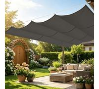 Voile Ombrage Rétractable Vague 130 x 500 cm Imperméable Respirante Toile Tendue 180G M² avec Œillets D et Cordes Voile d'ombrage Imperméable pour Patio Extérieur Jardin, Gris Foncé