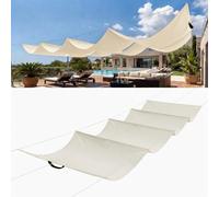 Voile Ombrage Rétractable Vague 170 x 220 cm Toile PES Résistant à l'eau Imperméable Bâche Dombrage UV Protection pour Toit de Terrasse, Pavillon, Ivoire