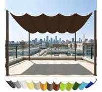 Voile Ombrage Rétractable Vague 190 x 280 cm Imperméable Respirante Toile Tendue 180G M² avec Œillets D et Cordes Voiles d'ombrage Imperméable pour Jardin Terrasse Camping, Marron