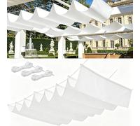 Voile Ombrage Rétractable Vague 2.3 x 3.6 m Rectangulaire Imperméable UV Protection Voiles Ombrages avec Oeillets et Cordons pour Patio Jardin Terrasse, Blanc