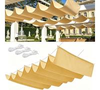Voile Ombrage Rétractable Vague 2.3 x 3.6 m Rectangulaire Imperméable UV Protection Voiles Ombrages avec Oeillets et Cordons pour Patio Jardin Terrasse, Jaune Sable
