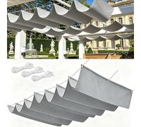 Voile Ombrage Rétractable Vague 2.3 x 3.6 m Rectangulaire Imperméable UV Protection Voiles Ombrages avec Oeillets et Cordons pour Patio Jardin Terrasse, Gris Clair