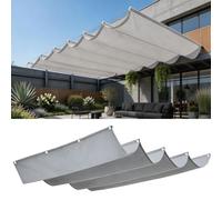 Voile Ombrage Rétractable Vague 2.9 x 5.3 m Protection UV 98% PES Résistant à l'eau Durable Résistant et Respirant Bâche Ombrage Filet pour Patio Jardin Terrasse, Gris Clair