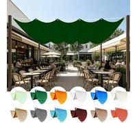 Voile Ombrage Rétractable Vague 200 x 550 cm Imperméable Respirante Toile Tendue 180G M² avec Œillets D et Cordes Voiles d'ombrage Imperméable pour Patio Extérieur Jardin, Vert Foncé