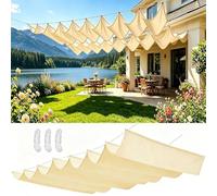 Voile Ombrage Rétractable Vague 230 x 1000 cm Polyester Protection UV Protection Solaire Toiles D'Ombrages avec Oeillets et Cordons pour Patio Jardin Terrasse, Jaune Sable