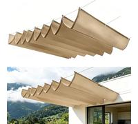 Voile Ombrage Rétractable Vague 235 x 330 cm Store Ondulé sur Mesure Imperméable, de Protection UV, Protection Solaire Voiles d'ombrage Rétractable pour Jardins Balcons, Kaki