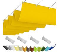 Voile Ombrage Rétractable Vague 250 x 300 cm PES, 180G M² Polyester, Toile Parasol Protection Solaire et Rayons UV Voiles d'ombrage Imperméable pour Patio Extérieur Jardin, Jaune
