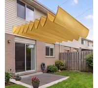 Voile Ombrage Rétractable Vague 280 x 420 cm Multi Couleur et Taille Pare-Soleil Ondulé en Forme Protection Imperméable Protection UV pour Patio Terrasse Extérieur, Or