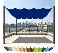 Voile Ombrage Rétractable Vague 290 x 250 cm PES, 180G M² Polyester, Toile Parasol Protection Solaire et Rayons UV Voile d'ombrage Imperméable pour Jardin Terrasse Camping, Bleu Foncé