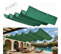 Voile Ombrage Rétractable Vague 3.4 x 3.5 m Rectangulaire Imperméable Anti-UV et Indéchirable Contre Le Vent Toile Ombrage Extérieur pour Patio Jardin Terrasse, Vert Foncé