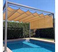 Voile Ombrage Rétractable Vague 3.4 x 4.8 m Multi Couleur et Taille Imperméable Bâche Dombrage Protection UV pour Patio Terrasse Extérieur, Or