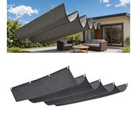 Voile Ombrage Rétractable Vague 3.5 x 6 m Rectangulaire Imperméable Anti-UV et Indéchirable Contre Le Vent Bâche Ombrage Filet pour Patio Jardin Terrasse, Gris Foncé