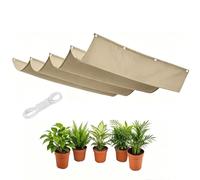 Voile Ombrage Rétractable Vague 430 x 490 cm Protection UV 98% PES Résistant à l'eau Durable Résistant et Respirant Toile Ombrage Toile Pergola pour Patio Jardin Terrasse, Kaki