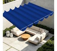Voile Ombrage Rétractable Vague 550 x 700 cm Résistant à l'eau Voile d'ombrage Imperméable Carré avec Oeillets et Cordons pour en Plein Air, Jardin Terrasse, Bleu Foncé