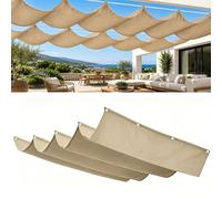 Voile Ombrage Rétractable Vague 550 x 750 cm Rectangulaire Imperméable Anti-UV et Indéchirable Contre Le Vent Rétractable Voile Ombrage Vague pour Patio Jardin Terrasse, Kaki