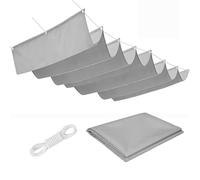 Voile Ombrage Rétractable Vague 600 x 1400 cm Rectangulaire Imperméable Anti-UV et Indéchirable Contre Le Vent Voiles Ombrages Rectangulaire pour Patio Jardin Terrasse, Gris Clair