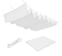Voile Ombrage Rétractable Vague 600 x 1400 cm Rectangulaire Imperméable Anti-UV et Indéchirable Contre Le Vent Voiles Ombrages Rectangulaire pour Patio Jardin Terrasse, Blanc