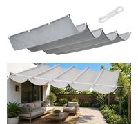 Voile Ombrage Rétractable Vague 600 x 1400 cm Rectangulaire Imperméable Anti-UV et Indéchirable Contre Le Vent Voile D’Ombrage Rectangulaire pour Patio Jardin Terrasse, Gris Clair