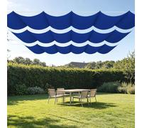 Voile Ombrage Rétractable Vague 600 x 380 cm avec Protection UV Voile Ombrage avec Oeillets et Cordons pour Patio Jardin Terrasse Extérieur, Sable, Bleu Foncé