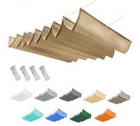 Voile Ombrage Rétractable Vague 70 x 490 cm Enroulable, Protection Solaire, Imperméable, avec Œillets, Store d'ombrage Voiles d'ombrage Rétractable pour Jardins Balcons, Kaki