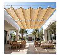Voile Ombrage Rétractable Vague Voile D'ombrage,Pare-Soleil ondulé en U, Anti-UV,pergola rétractable d'extérieur Protection Solaire, avec câble métallique Coulissant(W2.4*L8m/W7.87*L26.25ft)