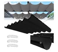 Voile Ombrage Rétractable Vague Voile D'ombrage, Toile Ombrage Imperméable, Bâche Ombrage Protection UV Solaire, Voiles D'ombrage pour Patio Pergola Jardin Exterieur (Noir,1.5x8m(LXL))