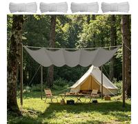 Voile Ombrage Vague Rétractable 120 x 250 cm Imperméable Respirante Toile Tendue 180G M² avec Œillets D et Cordes Voile d'ombrage Imperméable pour Patio Extérieur Jardin, Gris Clair