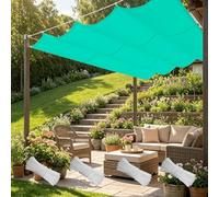Voile Ombrage Vague Rétractable 120 x 950 cm Imperméable Respirante Toile Tendue 180G M² avec Œillets D et Cordes Voile d'ombrage Imperméable pour Patio Extérieur Jardin, Bleu Ciel