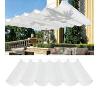 Voile Ombrage Vague Rétractable 130 x 490 cm Protection UV 98% Imperméable Toile PES Résistant, Filet d'ombrage Extérieur Cordes de Fixation et avec Œillets pour Patio, Blanc