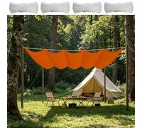 Voile Ombrage Vague Rétractable 130 x 800 cm Imperméable Respirante Toile Tendue 180G M² avec Œillets D et Cordes Voile d'ombrage Imperméable pour Patio Extérieur Jardin, Orange