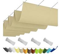Voile Ombrage Vague Rétractable 160 x 550 cm Imperméable Respirante Toile Tendue 180G M² avec Œillets D et Cordes Voile d'ombrage Rectangulaire pour Patio Extérieur Jardin, Jaune Sable