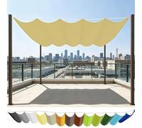 Voile Ombrage Vague Rétractable 160 x 750 cm Imperméable Respirante Toile Tendue 180G M² avec Œillets D et Cordes Voile d'ombrage Rectangulaire pour Patio Extérieur Jardin, Jaune Sable
