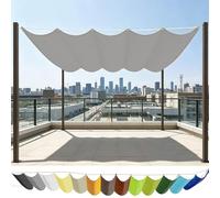 Voile Ombrage Vague Rétractable 180 x 250 cm Imperméable Respirante Toile Tendue 180G M² avec Œillets D et Cordes Voile d'ombrage Rectangulaire pour Patio Extérieur Jardin, Gris Clair