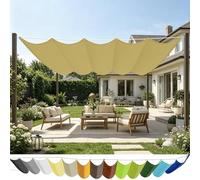 Voile Ombrage Vague Rétractable 200 x 700 cm Imperméable Respirante Toile Tendue 180G M² avec Œillets D et Cordes Voiles d'ombrage Imperméable pour Jardin Terrasse Camping, Jaune Sable