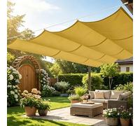 Voile Ombrage Vague Rétractable 220 x 900 cm Imperméable Respirante Toile Tendue 180G M² avec Œillets D et Cordes Voile d'ombrage Imperméable pour Patio Extérieur Jardin, Jaune Sable