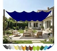 Voile Ombrage Vague Rétractable 250 x 450 cm PES, 180G M² Polyester, Toile Parasol Protection Solaire et Rayons UV Voile d'ombrage Imperméable pour Jardin Terrasse Camping, Bleu Foncé