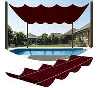 Voile Ombrage Vague Rétractable 250 x 800 cm PES, 180G M² Polyester, Toile Parasol Protection Solaire et Rayons UV Voiles d'ombrage Imperméable pour Patio Extérieur Jardin, Vin Rouge