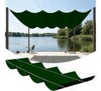 Voile Ombrage Vague Rétractable 250 x 850 cm Imperméable Respirante Toile Tendue 180G M² avec Œillets D et Cordes Voiles d'ombrage Imperméable pour Jardin Terrasse Camping, Vert Foncé
