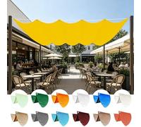 Voile Ombrage Vague Rétractable 270 x 250 cm Imperméable Respirante Toile Tendue 180G M² avec Œillets D et Cordes Voile d'ombrage Imperméable pour Patio Terrasse Extérieur, Jaune