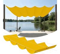 Voile Ombrage Vague Rétractable 270 x 250 cm PES, 180G M² Polyester, Toile Parasol Protection Solaire et Rayons UV Voile d'ombrage Imperméable pour Patio Extérieur Jardin, Jaune