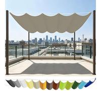 Voile Ombrage Vague Rétractable 320 x 1000 cm Imperméable Respirante Toile Tendue 180G M² avec Œillets D et Cordes Voile d'ombrage Rectangulaire pour Patio Extérieur Jardin, Kaki