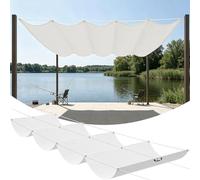Voile Ombrage Vague Rétractable 50 x 250 cm PES, 180G M² Polyester, Toile Parasol Protection Solaire et Rayons UV Voiles d'ombrage Imperméable pour Patio Extérieur Jardin, Blanc