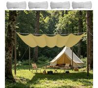 Voile Ombrage Vague Rétractable 60 x 700 cm Imperméable Respirante Toile Tendue 180G M² avec Œillets D et Cordes Voile d'ombrage Imperméable pour Patio Extérieur Jardin, Jaune Sable